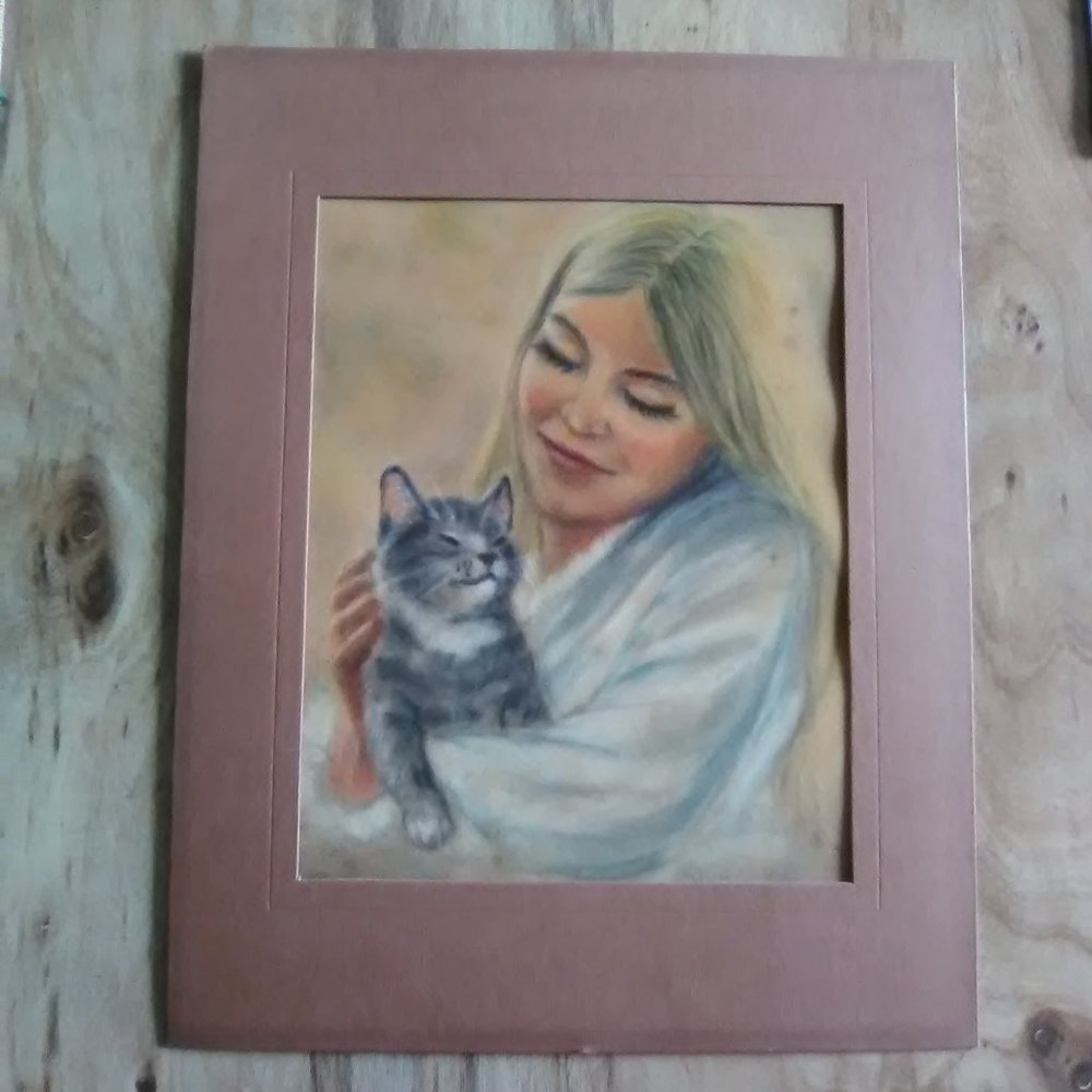 Art on Felt/girl/kitten
